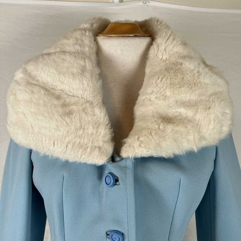 Vintage 50s 60s Lilli Ann Knit Mod Baby Blue Coat… - image 3