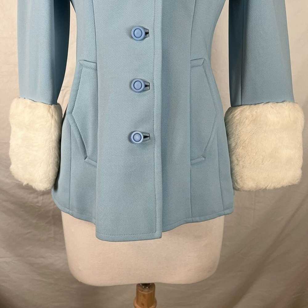 Vintage 50s 60s Lilli Ann Knit Mod Baby Blue Coat… - image 4