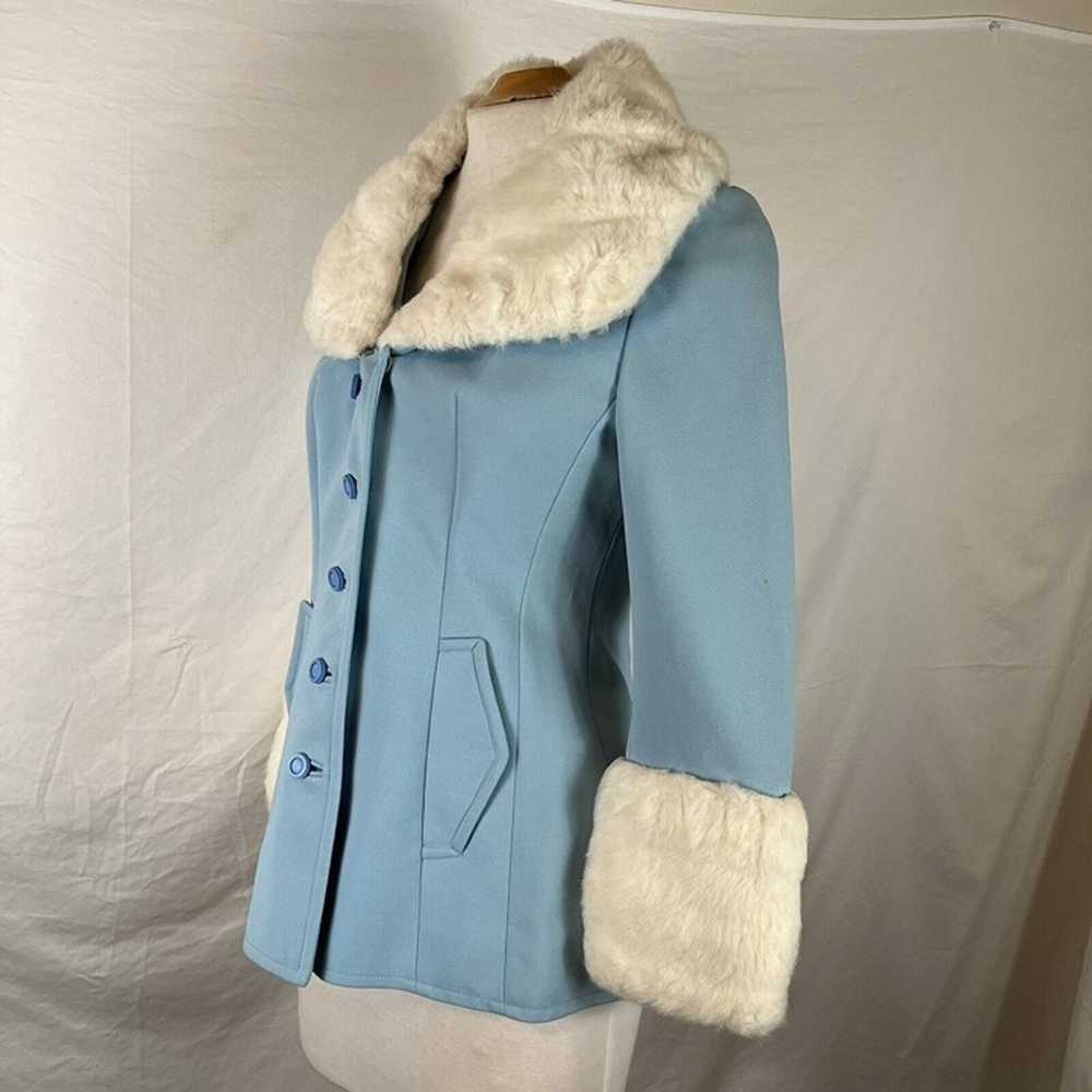 Vintage 50s 60s Lilli Ann Knit Mod Baby Blue Coat… - image 5