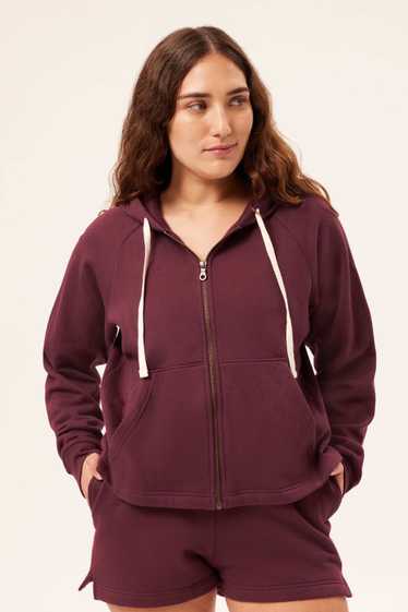 Girlfriend Collective Wine 50/50 Cropped-Zip Hoodi