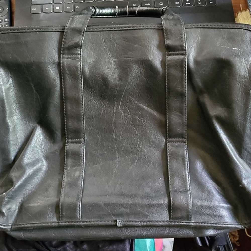 Vintage faux leather handbag, travel bag laptop o… - image 2