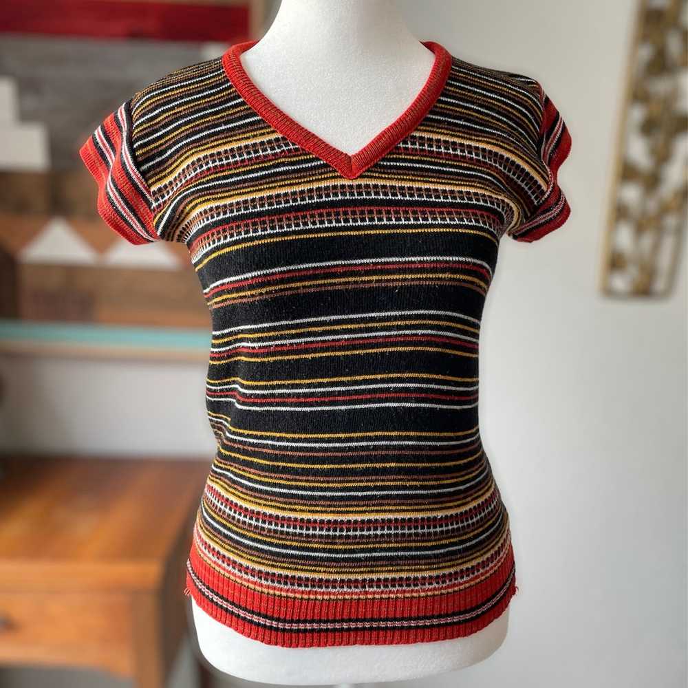 [XS] Vintage 70s Striped Knit Top - image 1