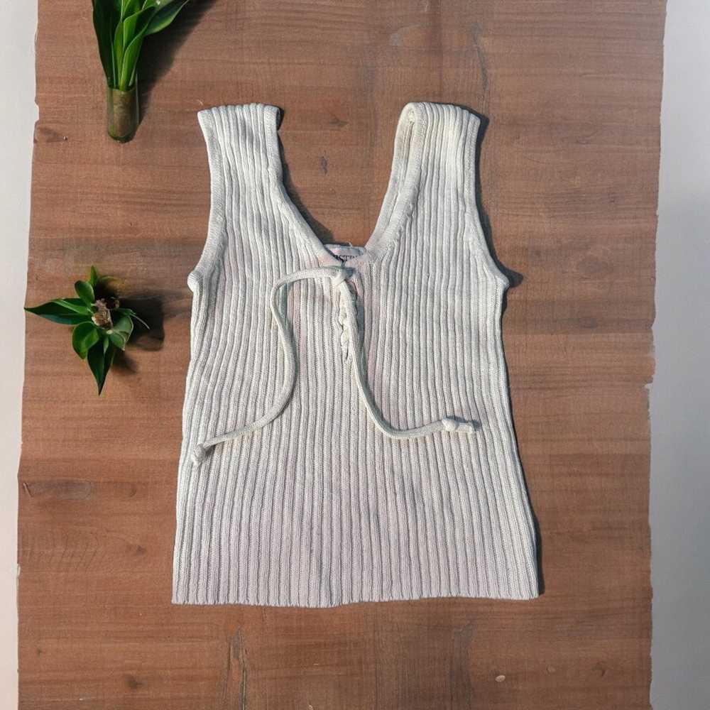 Vintage Y2K Cristina White Knitted Tank Top Lace … - image 1