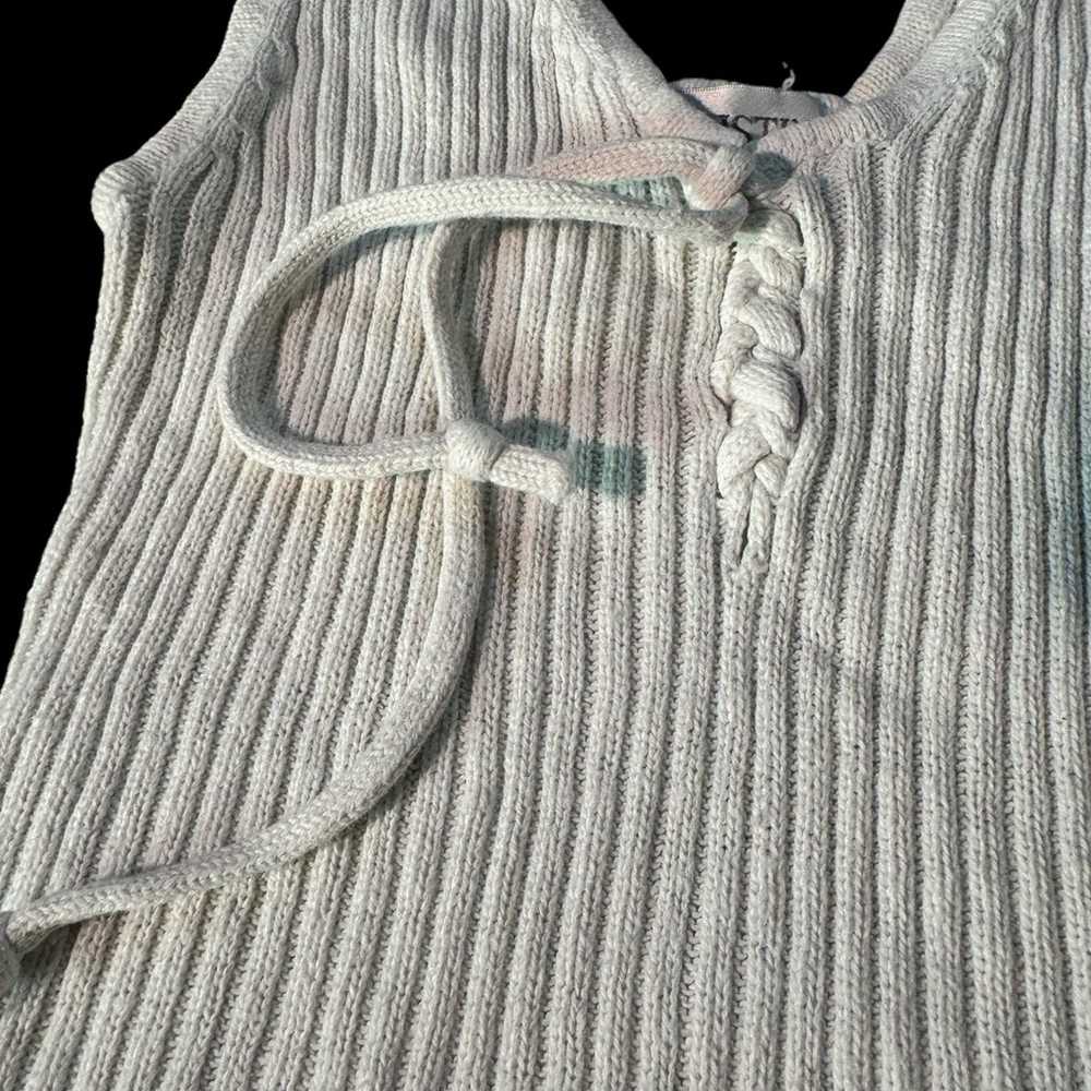 Vintage Y2K Cristina White Knitted Tank Top Lace … - image 3