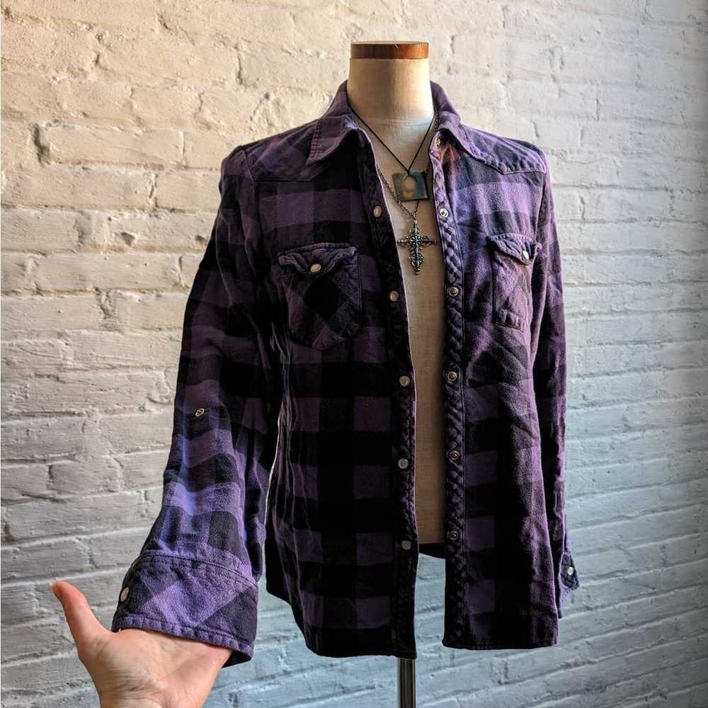 Y2K Vintage Purple Plaid Flannel Grunge Fairy Ska… - image 3