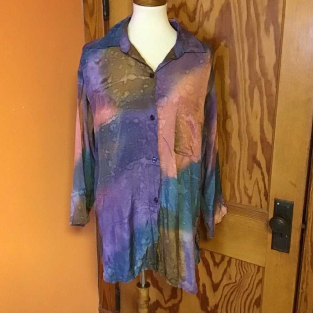 Vintage 90s tie dye oversized shirt - image 3