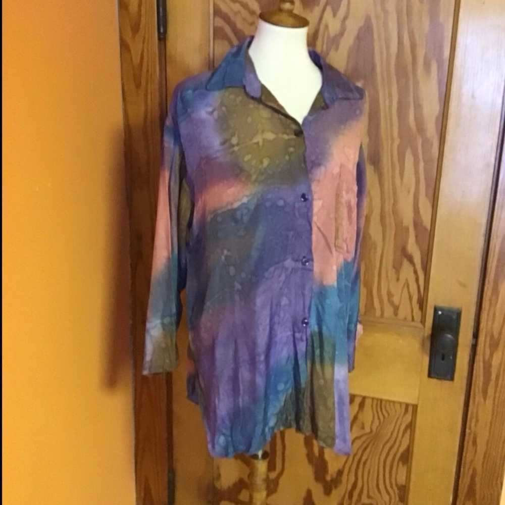 Vintage 90s tie dye oversized shirt - image 4