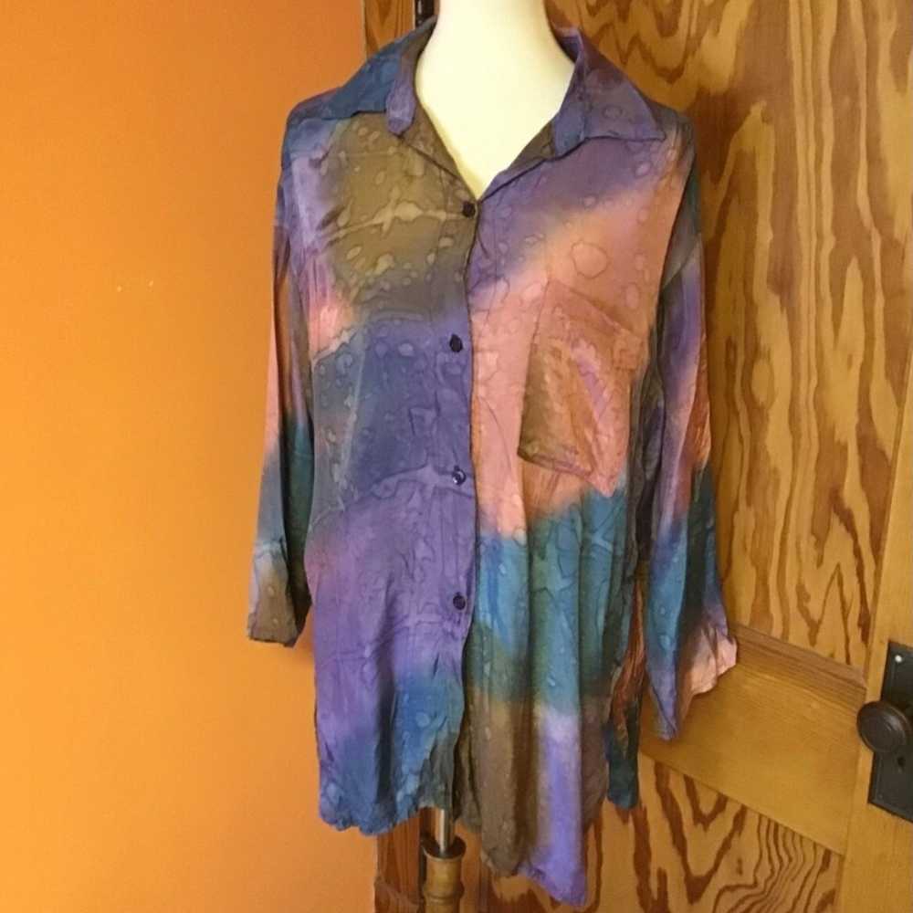 Vintage 90s tie dye oversized shirt - image 5