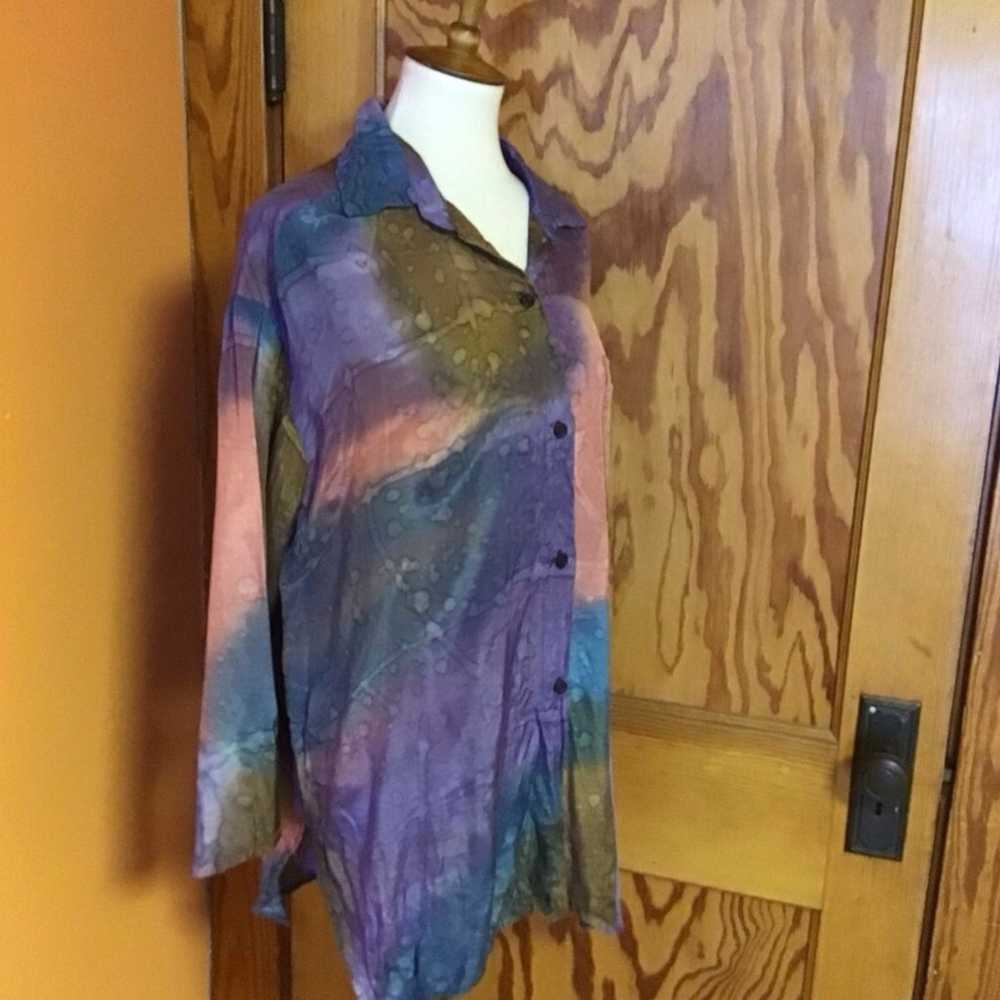 Vintage 90s tie dye oversized shirt - image 6