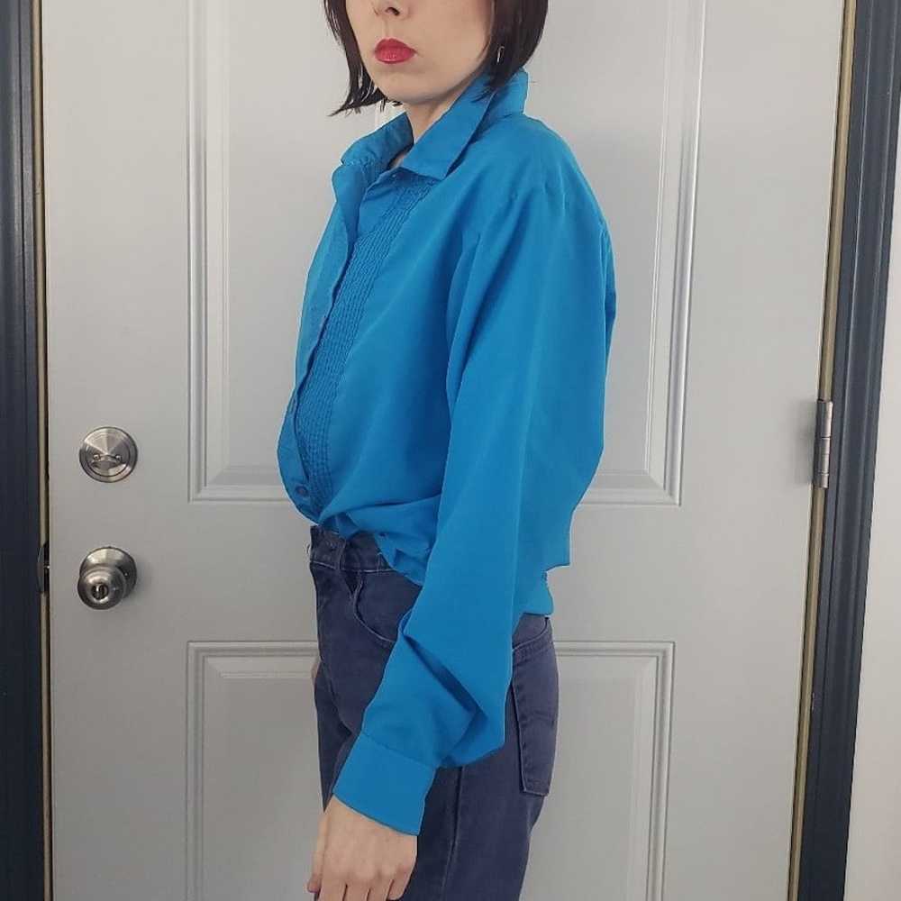 80s/90s Bright Blue Button Down Shirt - image 2
