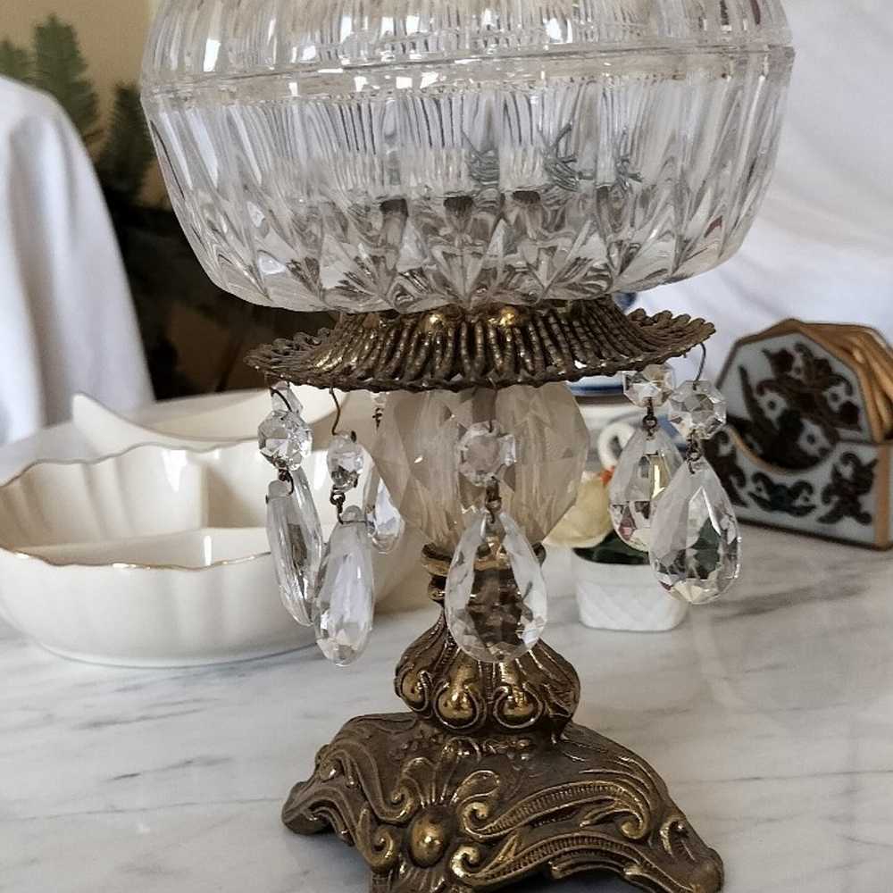 Vintage Glass Brass/Bronze Candy Dish - image 2