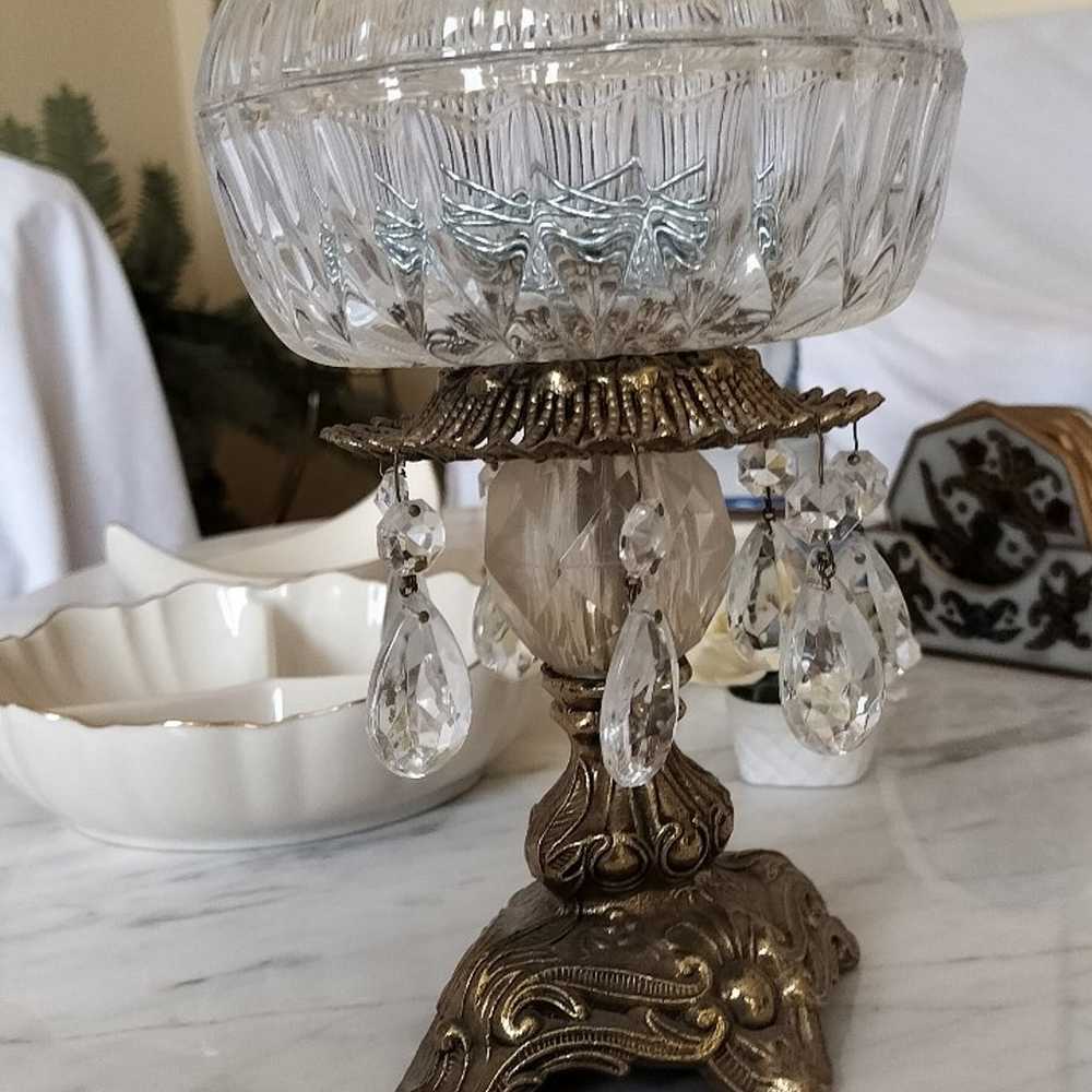 Vintage Glass Brass/Bronze Candy Dish - image 3