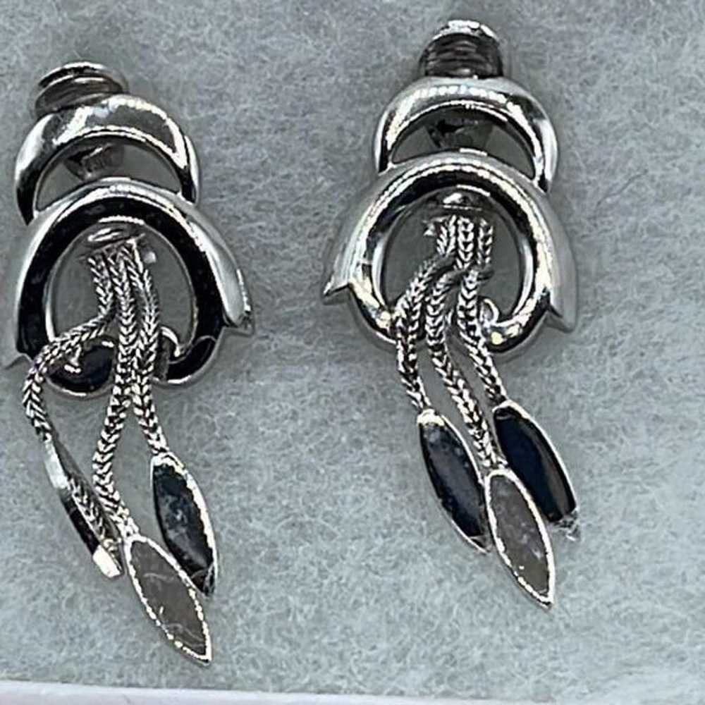 Vintage Napier silver dangle earrings - image 1