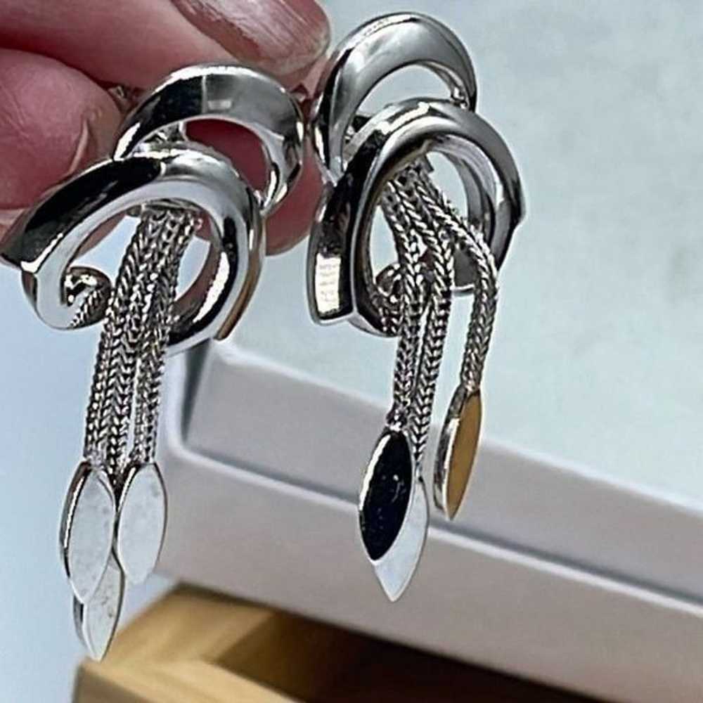 Vintage Napier silver dangle earrings - image 5