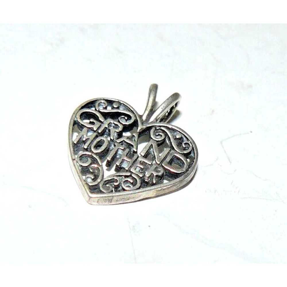 Ornate "Grandmother" Open Heart Charm Pendant 925… - image 2