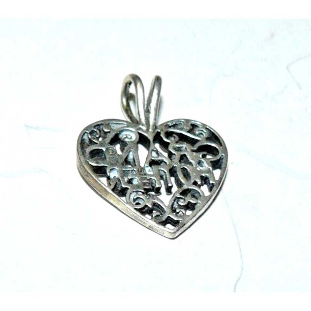 Ornate "Grandmother" Open Heart Charm Pendant 925… - image 3