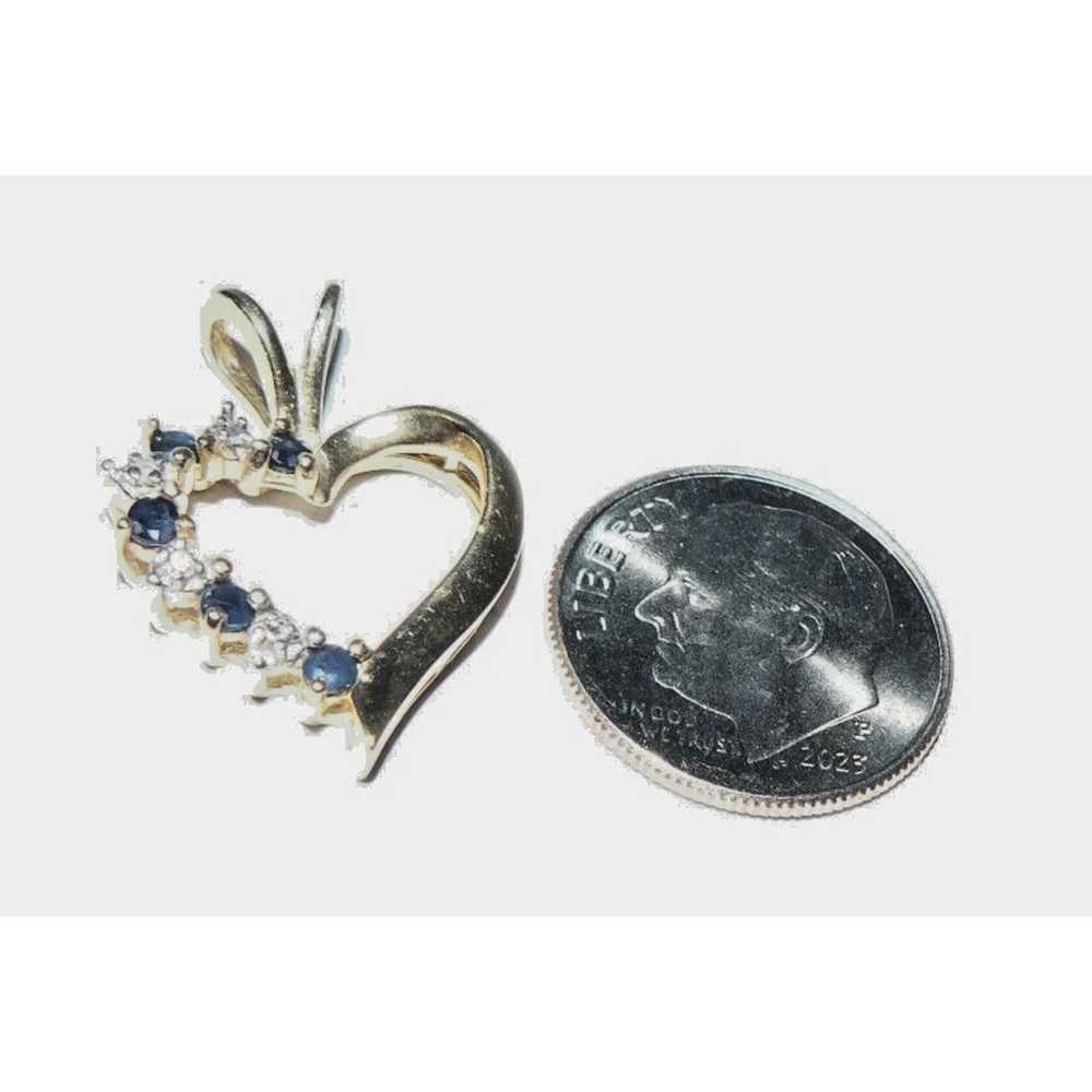 Sapphire Heart Pendant Dia Accent YGP 925 Sterlin… - image 1