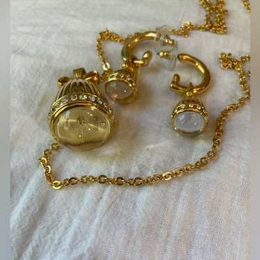 Joan Rivers Egg Watch Pendant Necklace & Earrings… - image 1
