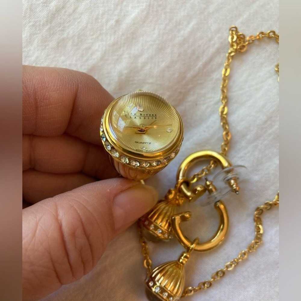 Joan Rivers Egg Watch Pendant Necklace & Earrings… - image 6