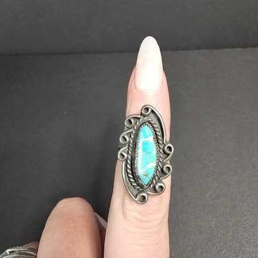 Vintage Navajo Silver Turquoise Ring - image 1