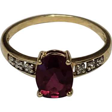 10K YG Ruby and White Sapphire Ring Size 7 - image 1