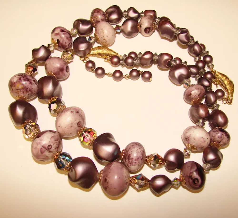 Fabulous ART Signed Vintage Purple Beads 2 Strand… - image 2