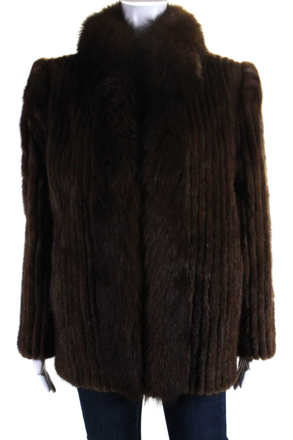 Saga Mink Womens Mink Fur Collared Long Sleeved O… - image 1