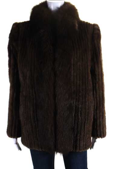 Saga Mink Womens Mink Fur Collared Long Sleeved O… - image 1