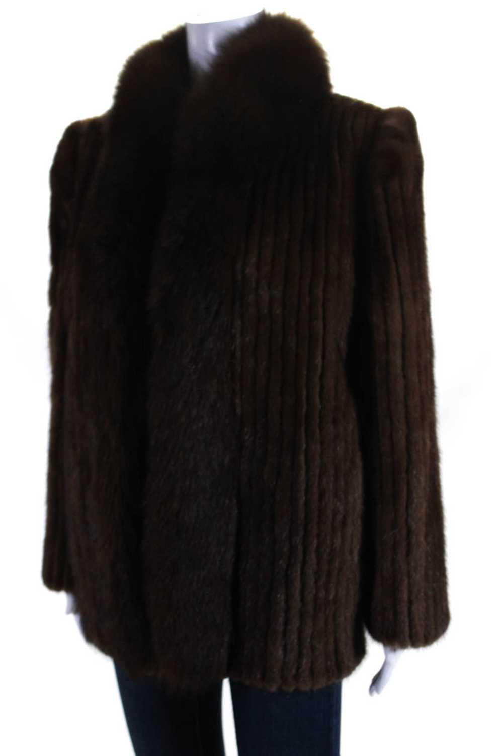 Saga Mink Womens Mink Fur Collared Long Sleeved O… - image 3
