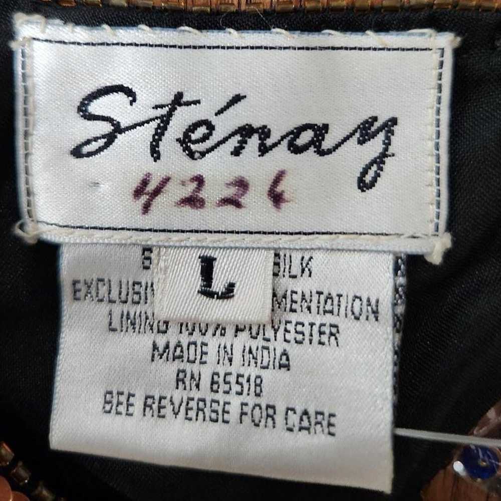 NWOT Vintage Stenay Sheath Silk Short Black Beade… - image 10