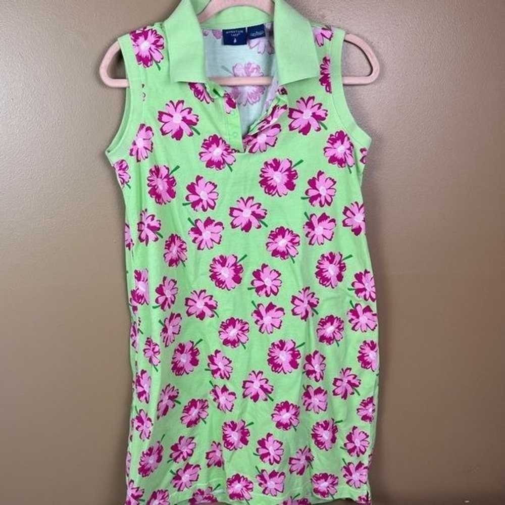Vintage Floral Green / Pink Dress Women's Small - image 2