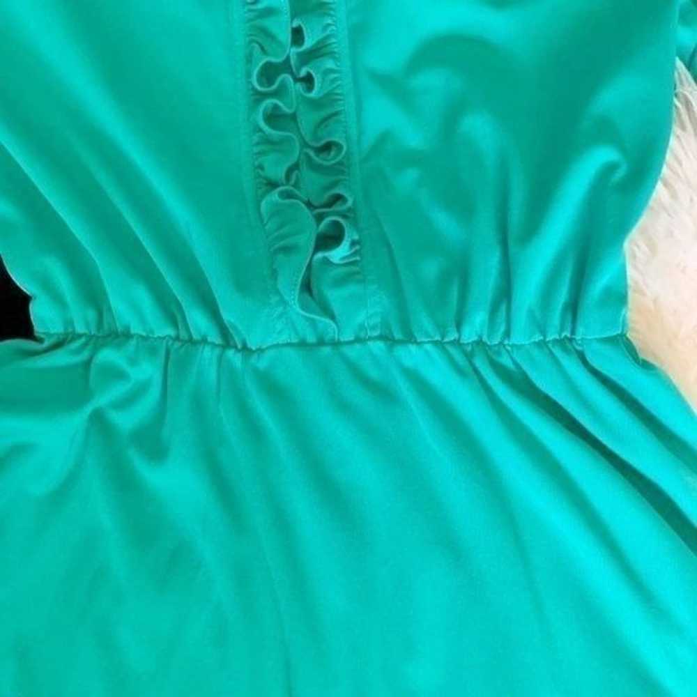 Vintage Teal Ruffled Dress - image 9