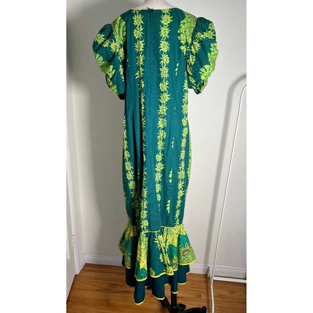 T&L MUUMUU FACTORY Vintage Hawaiian Dress M/L Gre… - image 5