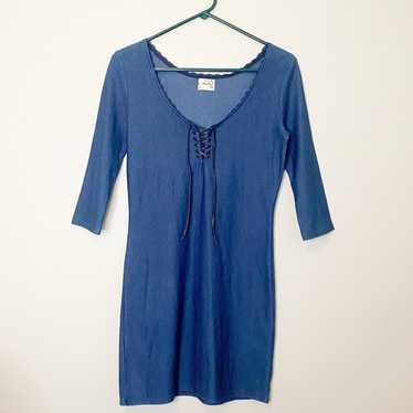 Intimately Free People Blue Lace Trim Lace Up Body