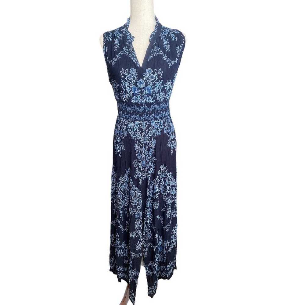 Maxi Dress Bila Blue Indian Boho Bohemian Asymmet… - image 1