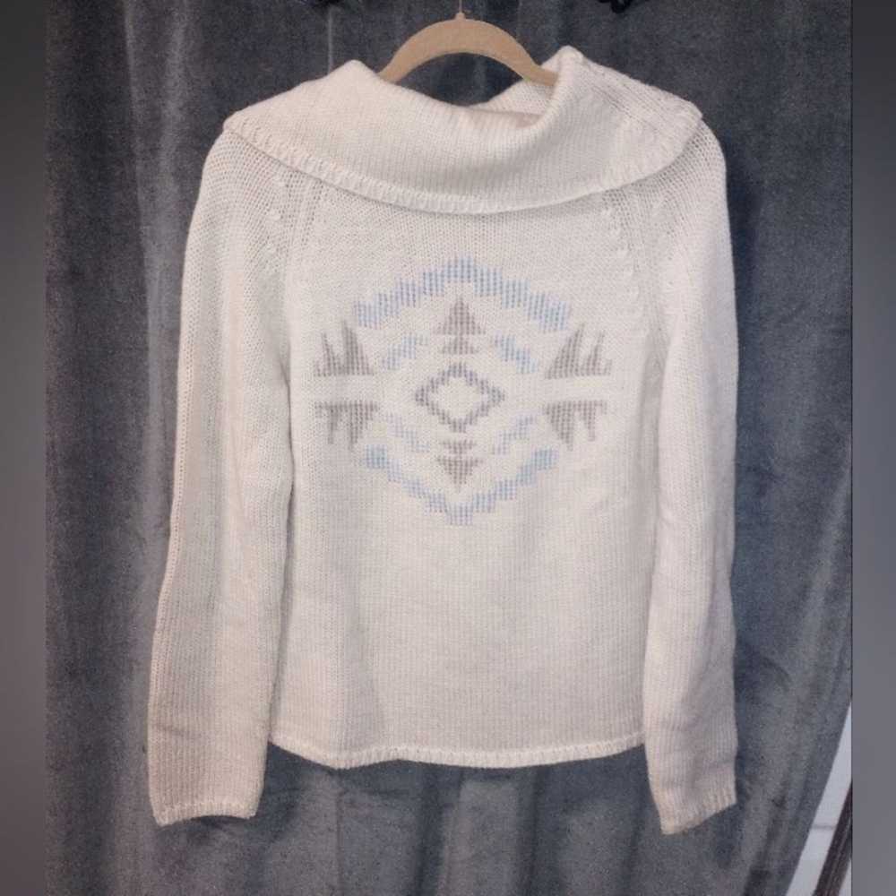 Vintage Pendleton Cream Wool Aztec Print Sweater … - image 1