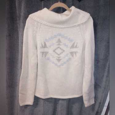 Vintage Pendleton Cream Wool Aztec Print Sweater … - image 1