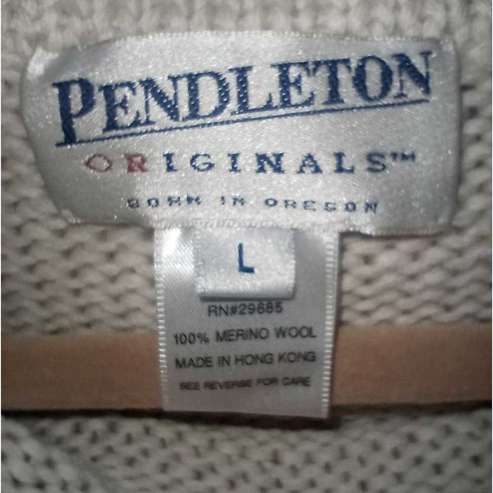 Vintage Pendleton Cream Wool Aztec Print Sweater … - image 3