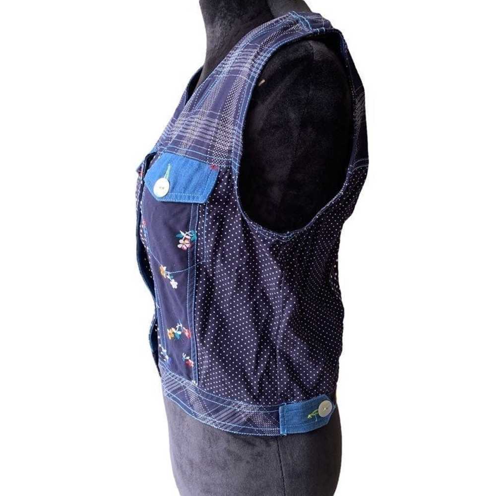 Vintage Mixed Print Prairie Lightweight Blue Vest - image 5