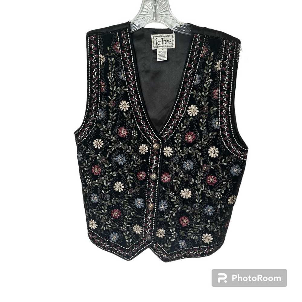 Vintage Tantrums Floral Embroidered Vest Size S - image 1