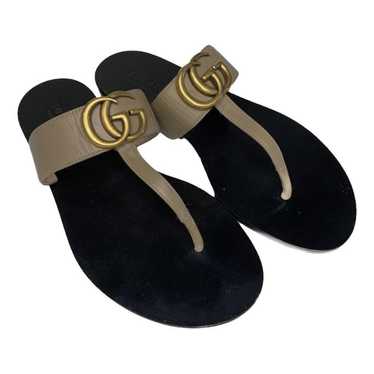 Gucci Double G leather flip flops - image 1