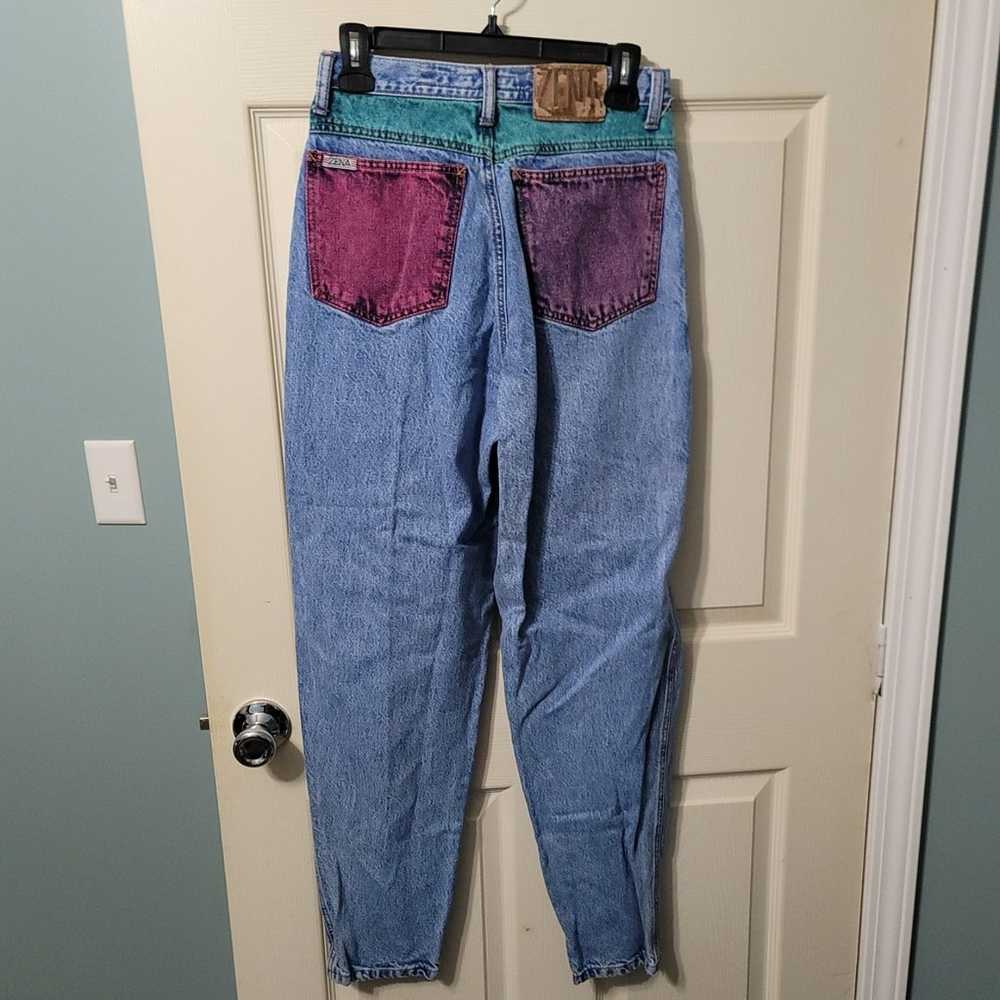 Vintage Zena Jeans Colored Double Button Super Hi… - image 4