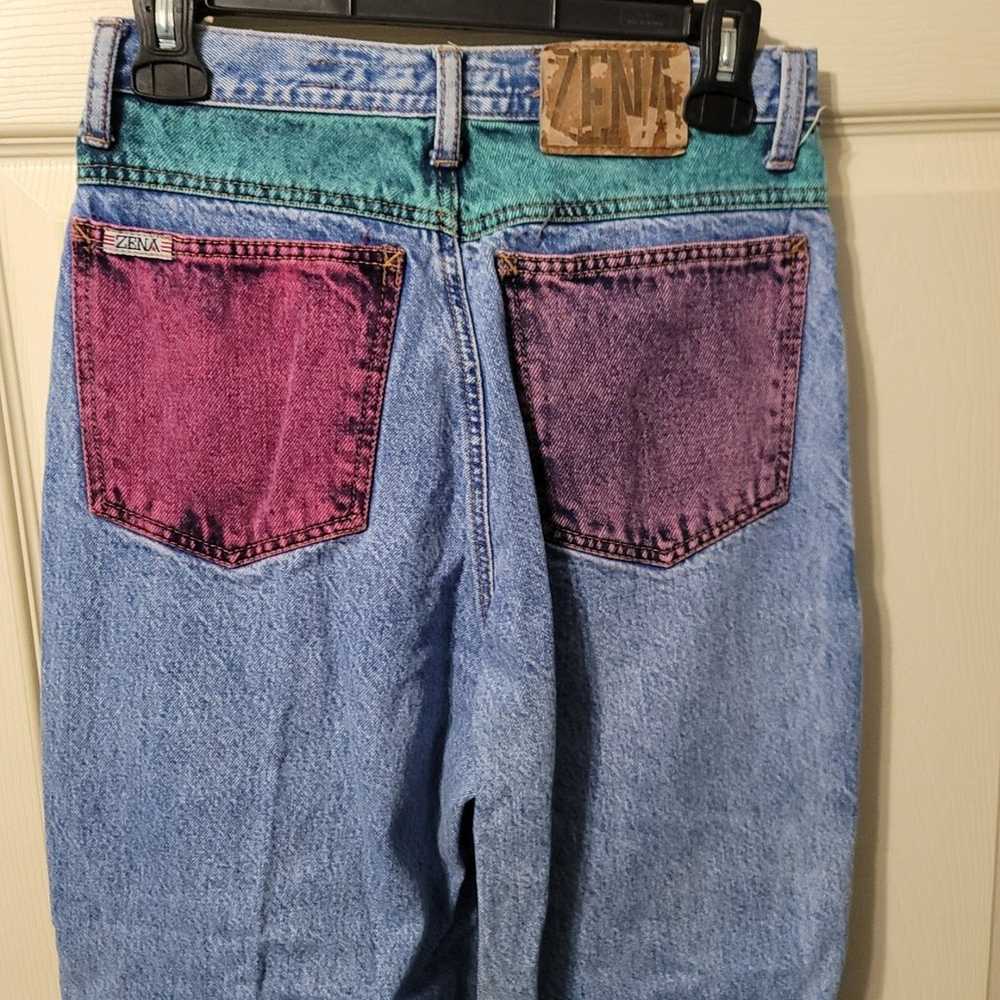 Vintage Zena Jeans Colored Double Button Super Hi… - image 5