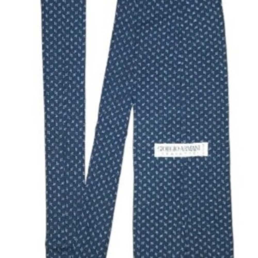Vtg Giorgio Armani Cravatte Tie Blue Geometric - image 3