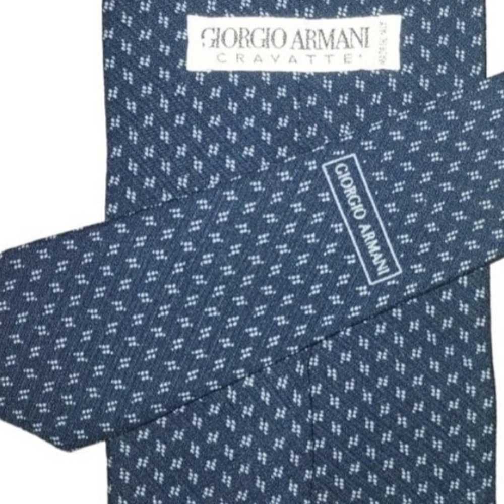 Vtg Giorgio Armani Cravatte Tie Blue Geometric - image 4