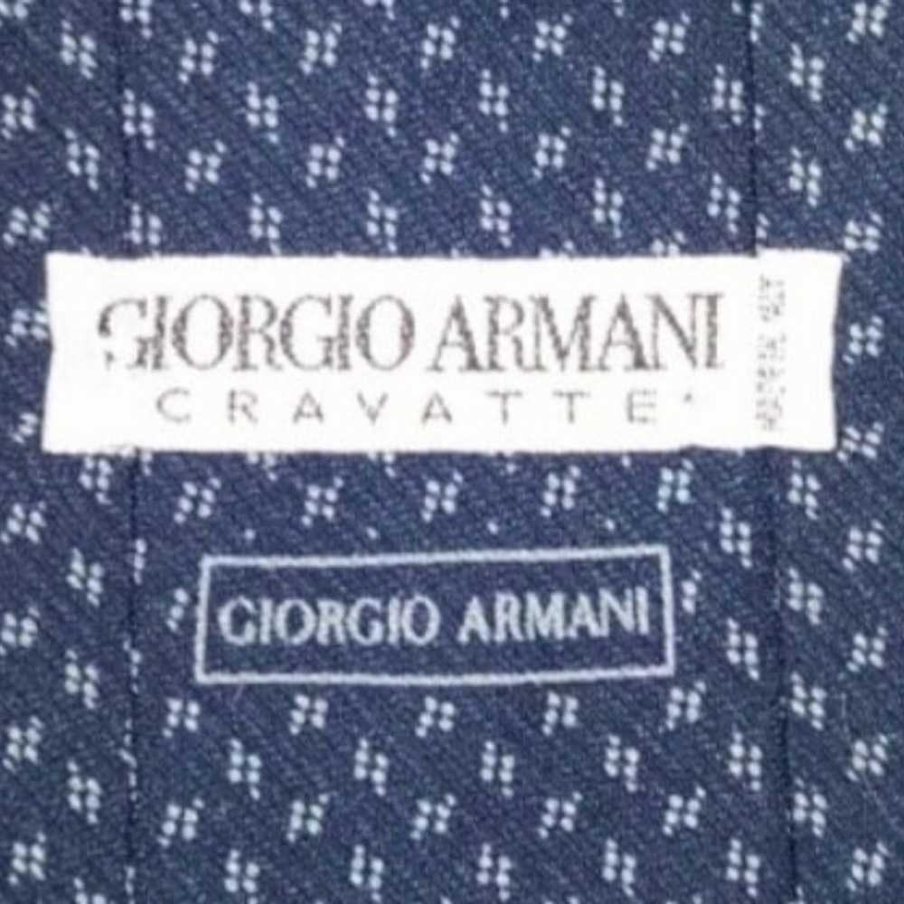 Vtg Giorgio Armani Cravatte Tie Blue Geometric - image 8