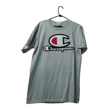 Vintage Champion Patch Logo Embroidered Grey T Sh… - image 1