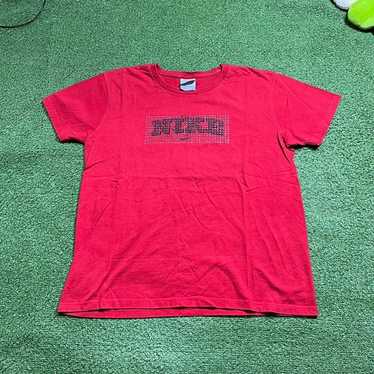 vintage nike small swoosh spell out red shirt - image 1