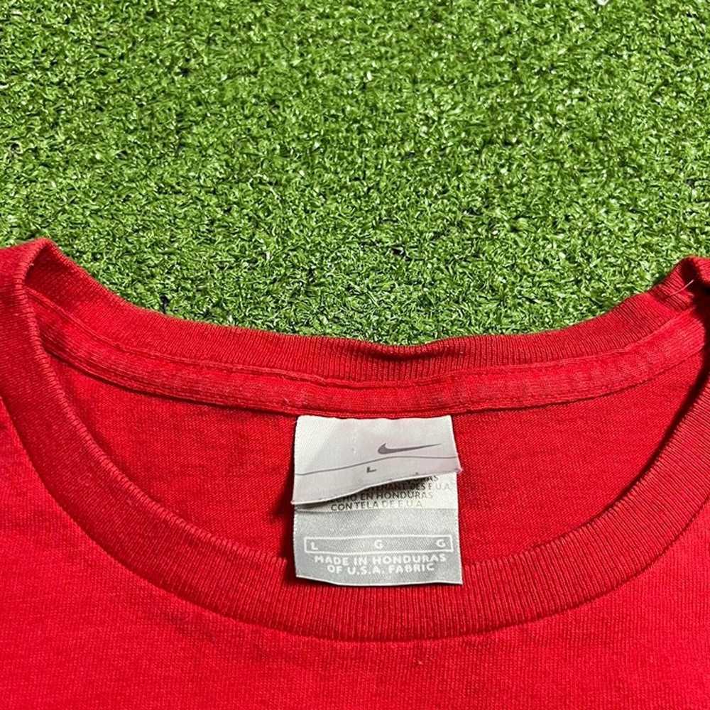 vintage nike small swoosh spell out red shirt - image 3