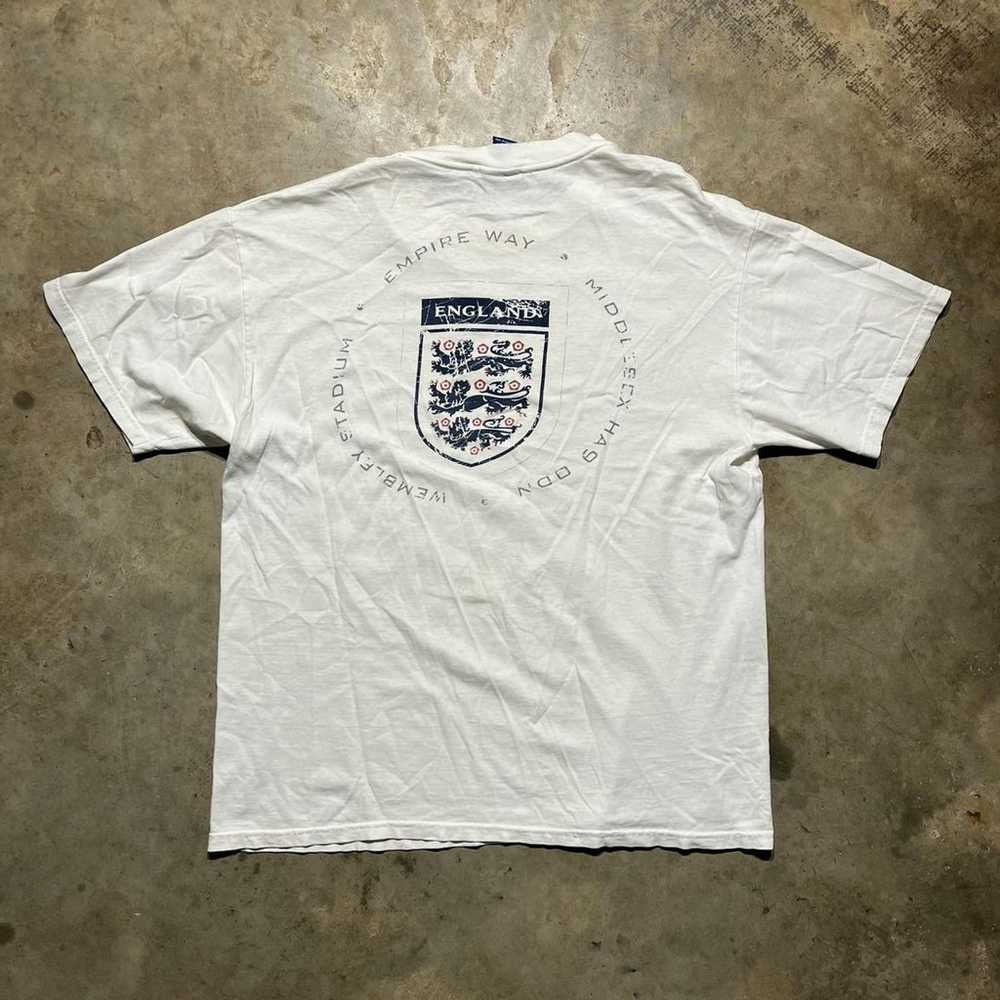 Vintage 90s England Football Soccer White Double … - image 1